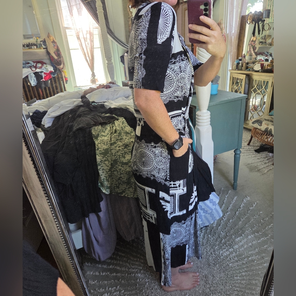 Vintage Super Cute Patchwork-look Midi Dress - Picture 3 of 6